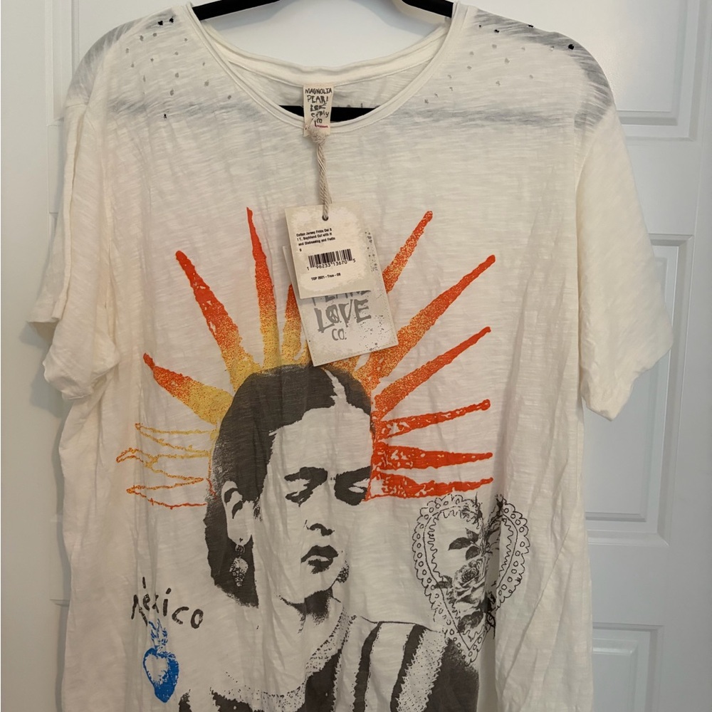 Magnolia Pearl White and Orange Graphic Tee